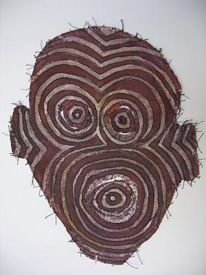 Kopf 2.jpg - Kopf genäht, 2007, Stoff, Gouache, ca. 22 x 17 cm